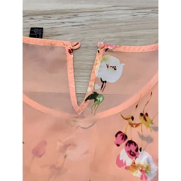 FOREVER 21 PEACH TOP WITH FLOWERS - Picture 4 of 5